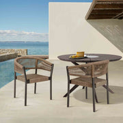 Doris Outdoor Patio Dining Chair in Dark Eucalyptus Wood with Truffle Rope - Set of 2 - Furniture City (CA)l