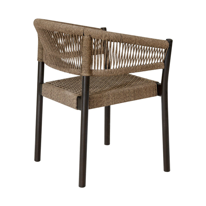 Doris Outdoor Patio Dining Chair in Dark Eucalyptus Wood with Truffle Rope - Set of 2