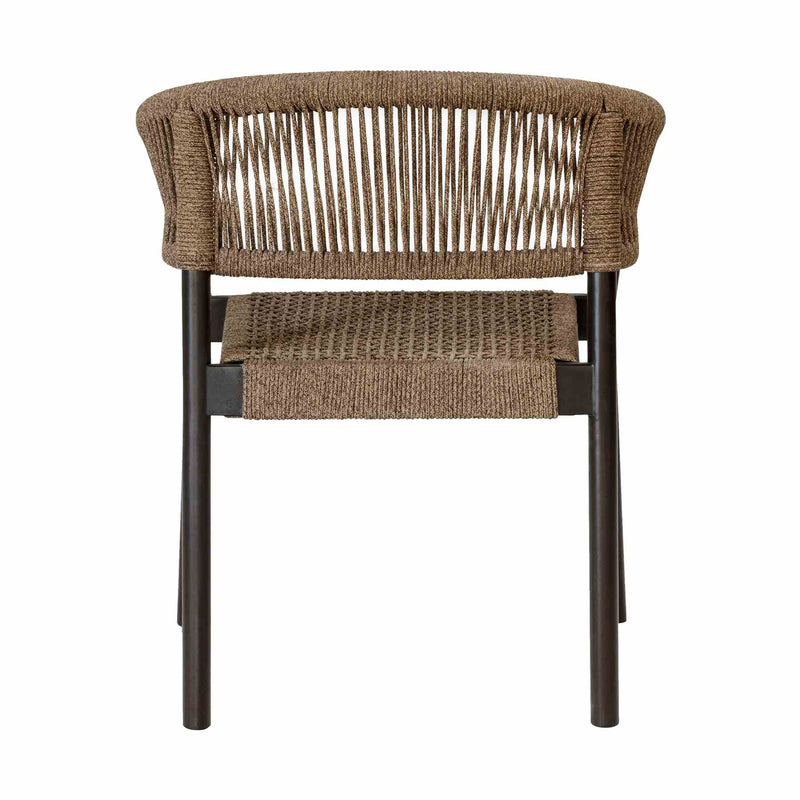 Doris Outdoor Patio Dining Chair in Dark Eucalyptus Wood with Truffle Rope - Set of 2 - Furniture City (CA)l