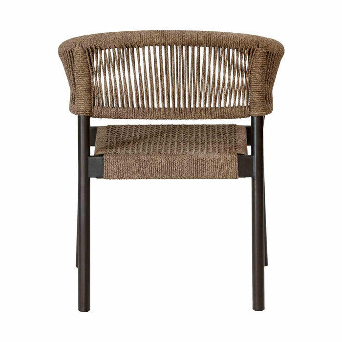 Doris Outdoor Patio Dining Chair in Dark Eucalyptus Wood with Truffle Rope - Set of 2