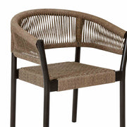 Doris Outdoor Patio Dining Chair in Dark Eucalyptus Wood with Truffle Rope - Set of 2 - Furniture City (CA)l