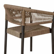 Doris Outdoor Patio Dining Chair in Dark Eucalyptus Wood with Truffle Rope - Set of 2 - Furniture City (CA)l