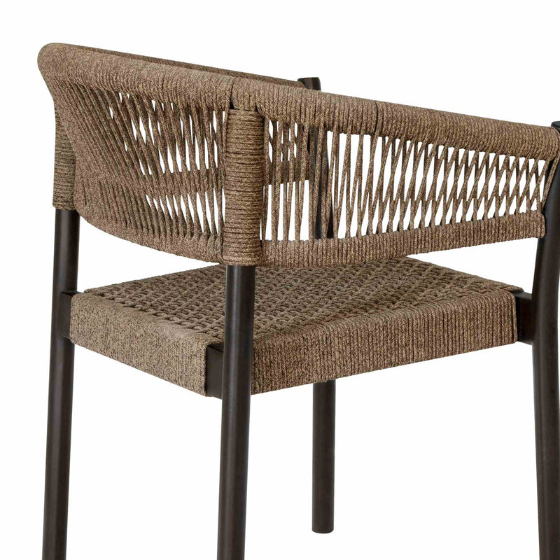 Doris Outdoor Patio Dining Chair in Dark Eucalyptus Wood with Truffle Rope - Set of 2 - Furniture City (CA)l