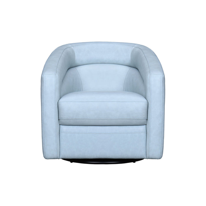 Desi Sky Blue Leather Swivel Accent Chair