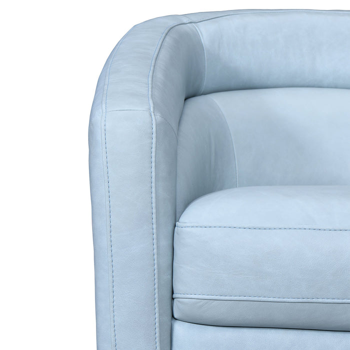 Desi Sky Blue Leather Swivel Accent Chair