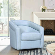 Desi Sky Blue Leather Swivel Accent Chair - Furniture City (CA)l