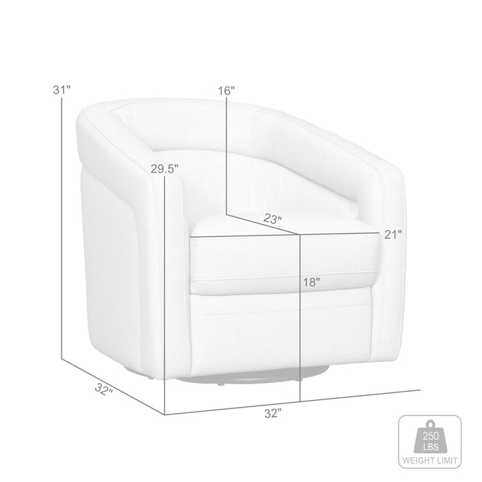 Desi Mint Leather Swivel Accent Chair