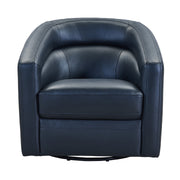 Desi Contemporary Swivel Accent Chair in Black Genuine Leather - Furniture City (CA)l