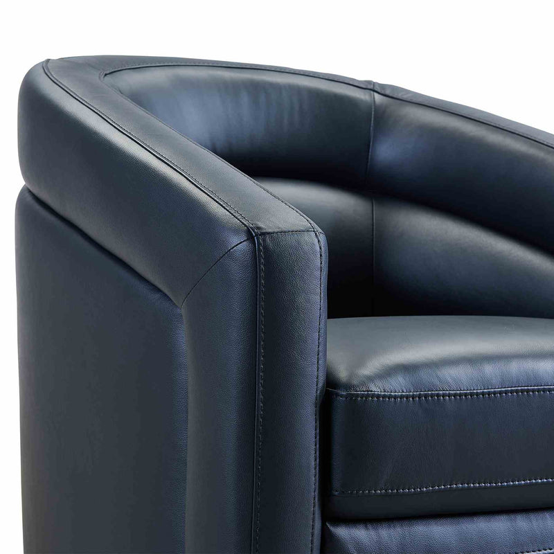 Desi Contemporary Swivel Accent Chair in Black Genuine Leather - Furniture City (CA)l