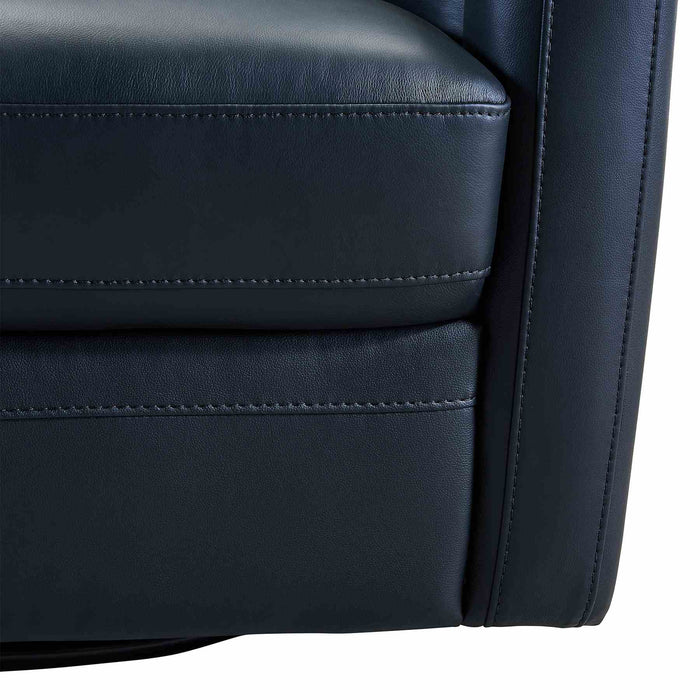 Desi Contemporary Swivel Accent Chair in Black Genuine Leather