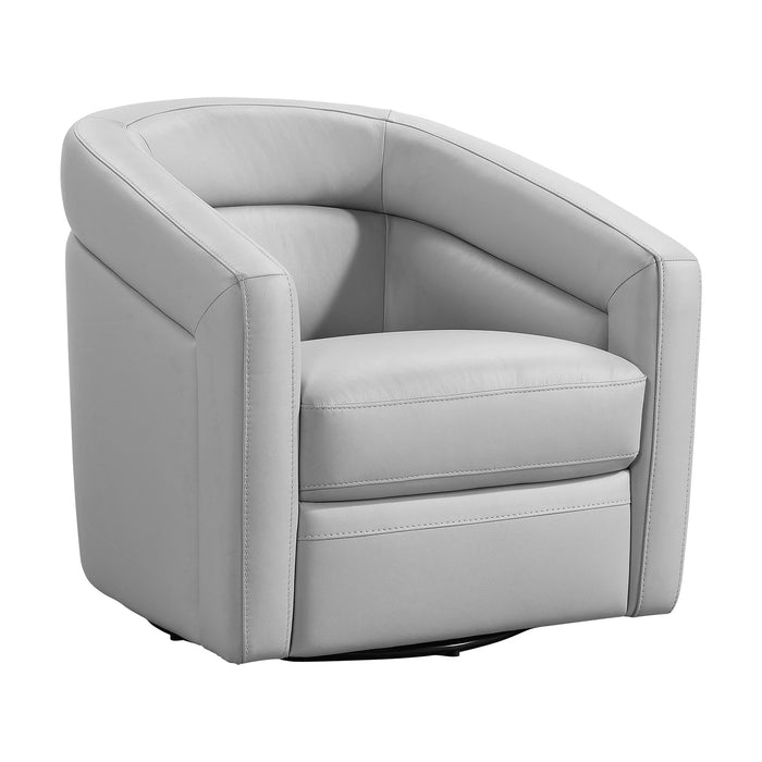Desi Contemporary Swivel Accent Chair in Dove Gray Genuine Leather