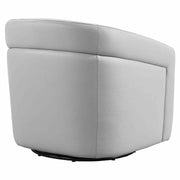 Desi Contemporary Swivel Accent Chair in Dove Gray Genuine Leather - Furniture City (CA)l