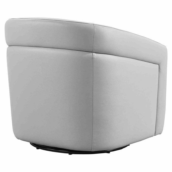 Desi Contemporary Swivel Accent Chair in Dove Gray Genuine Leather