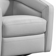 Desi Contemporary Swivel Accent Chair in Dove Gray Genuine Leather - Furniture City (CA)l