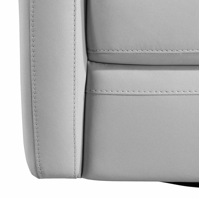 Desi Contemporary Swivel Accent Chair in Dove Gray Genuine Leather - Furniture City (CA)l