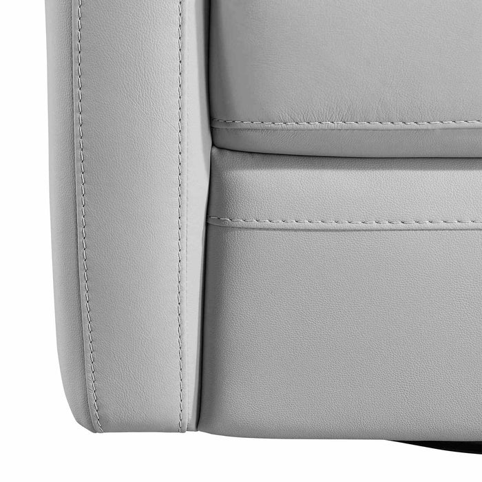 Desi Contemporary Swivel Accent Chair in Dove Gray Genuine Leather