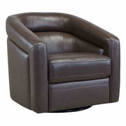 Desi Contemporary Swivel Accent Chair in Espresso Genuine Leather - Furniture City (CA)l