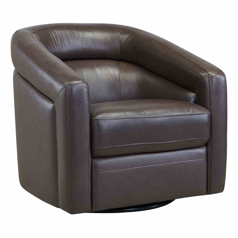 Desi Contemporary Swivel Accent Chair in Espresso Genuine Leather - Furniture City (CA)l