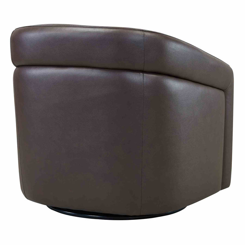 Desi Contemporary Swivel Accent Chair in Espresso Genuine Leather - Furniture City (CA)l