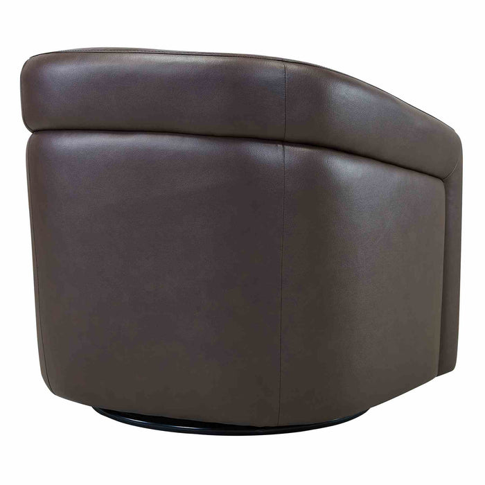 Desi Contemporary Swivel Accent Chair in Espresso Genuine Leather