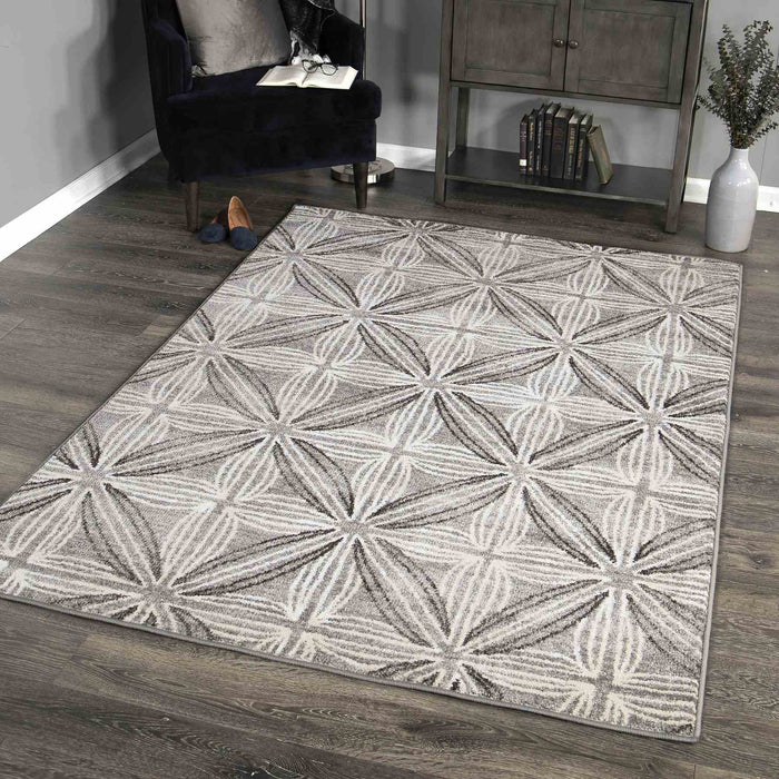 Daisy Contemporary 5x8 Area Rug in Gray/Cream