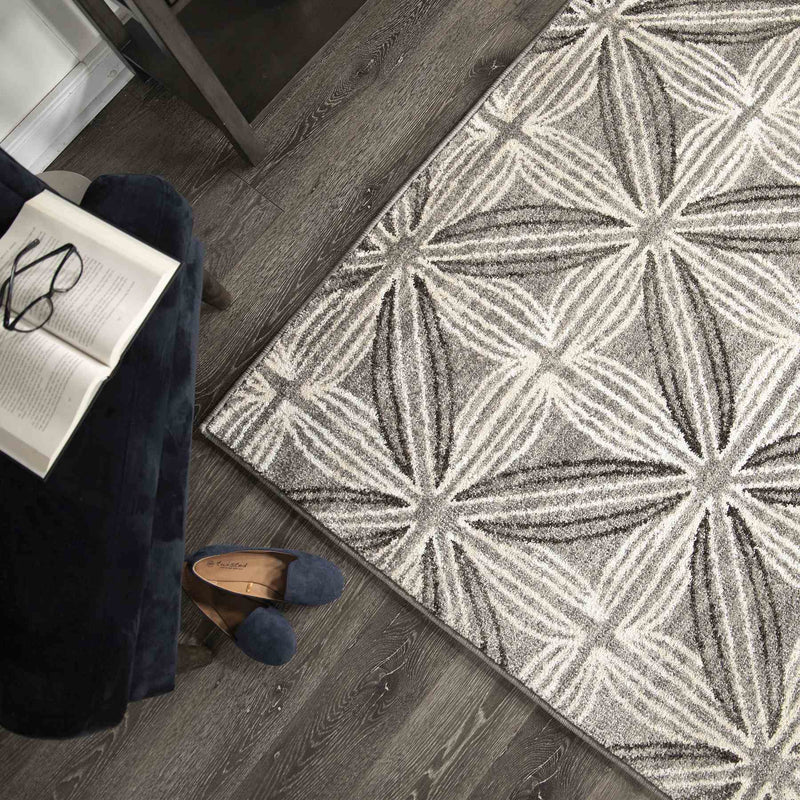 Daisy Contemporary 5x8 Area Rug in Gray/Cream - Furniture City (CA)l