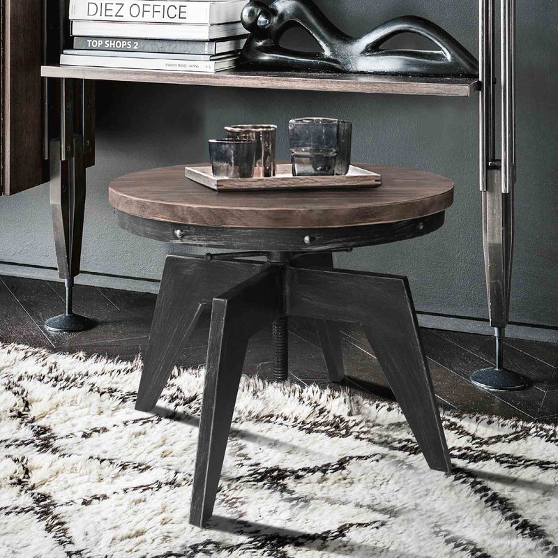 Dayton Industrial Coffee Table in Industrial Gray and Pine Wood Top - Furniture City (CA)l