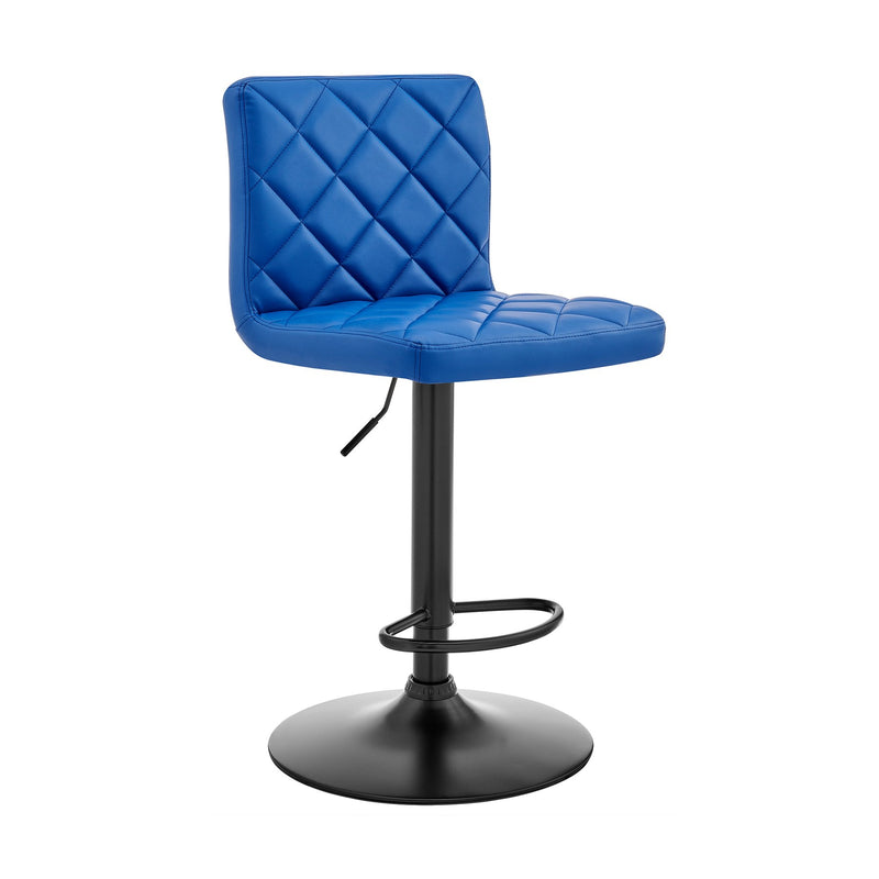 Duval Adjustable Blue Faux Leather Swivel Bar Stool - Furniture City (CA)l