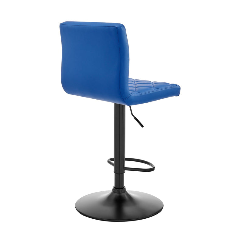 Duval Adjustable Blue Faux Leather Swivel Bar Stool - Furniture City (CA)l