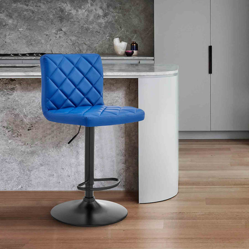 Duval Adjustable Blue Faux Leather Swivel Bar Stool - Furniture City (CA)l