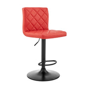 Duval Adjustable Red Faux Leather Swivel Bar Stool - Furniture City (CA)l