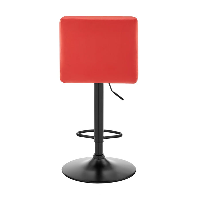 Duval Adjustable Red Faux Leather Swivel Bar Stool