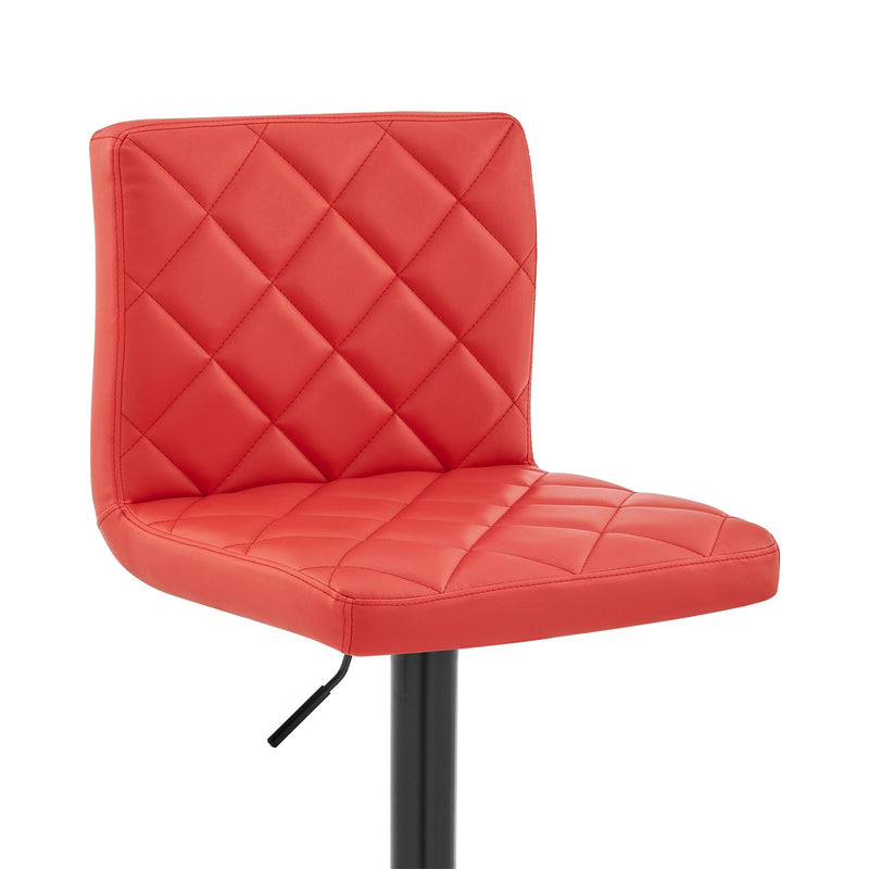 Duval Adjustable Red Faux Leather Swivel Bar Stool - Furniture City (CA)l