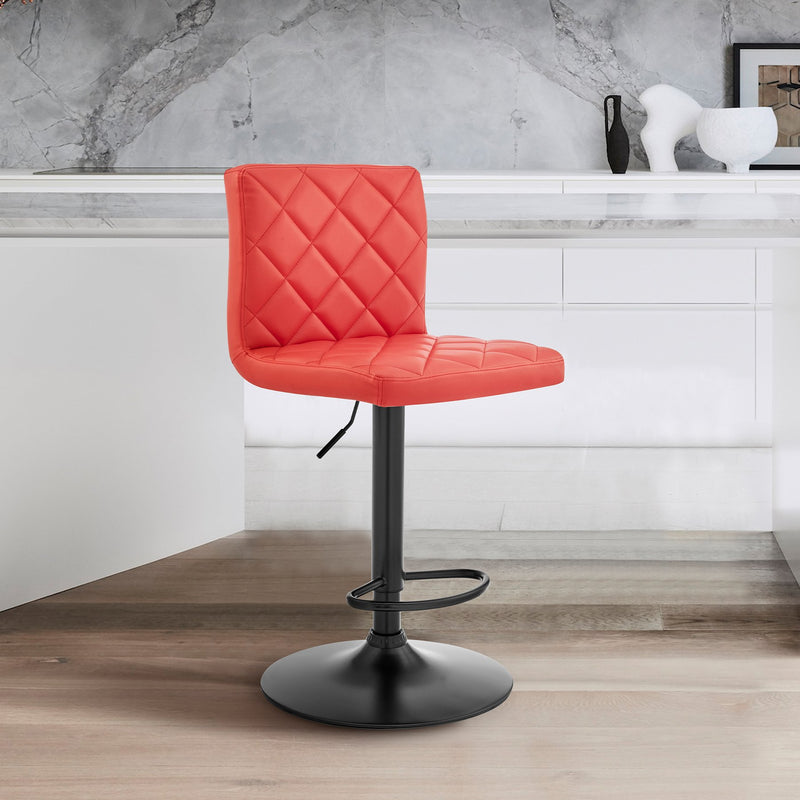 Duval Adjustable Red Faux Leather Swivel Bar Stool - Furniture City (CA)l