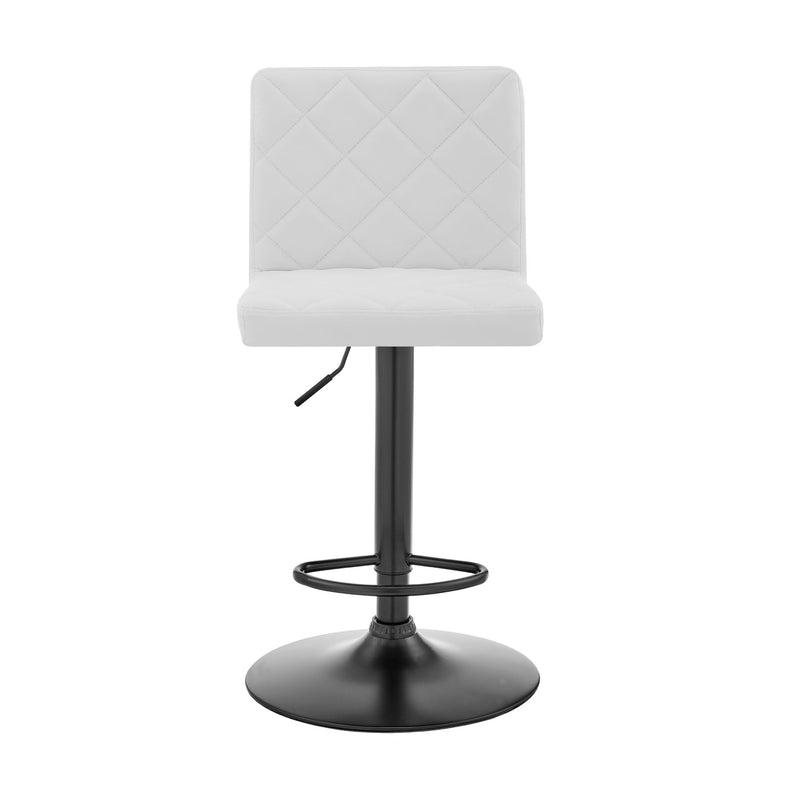 Duval Adjustable White Faux Leather Swivel Bar Stool - Furniture City (CA)l