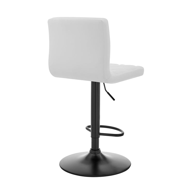 Duval Adjustable White Faux Leather Swivel Bar Stool - Furniture City (CA)l
