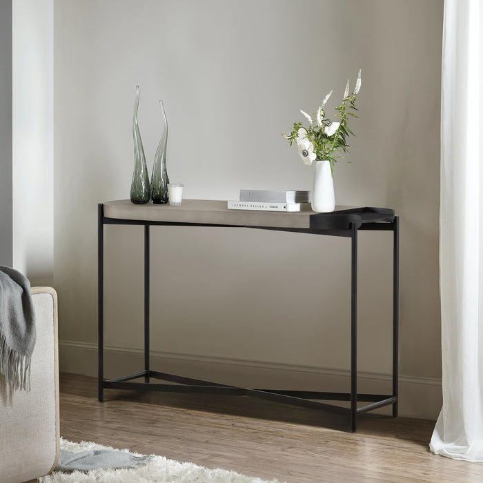Dua Concrete and Black Metal Modern Console Table
