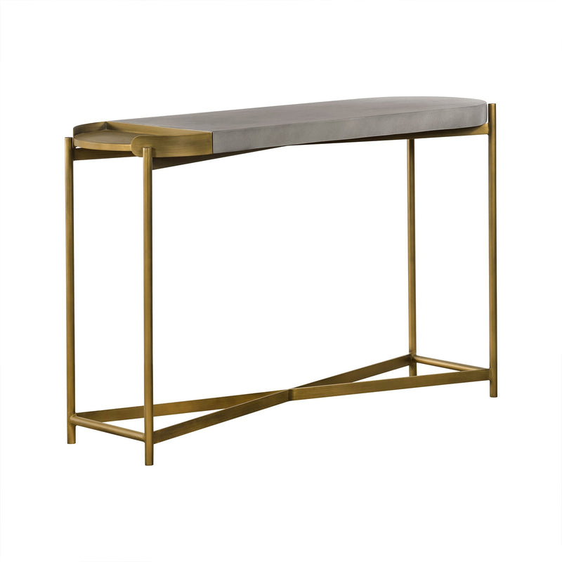 Dua Gray Concrete Console Table with Antique Brass - Furniture City (CA)l