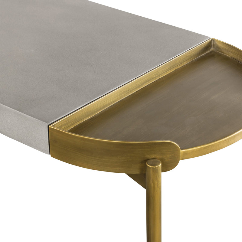 Dua Gray Concrete Console Table with Antique Brass - Furniture City (CA)l