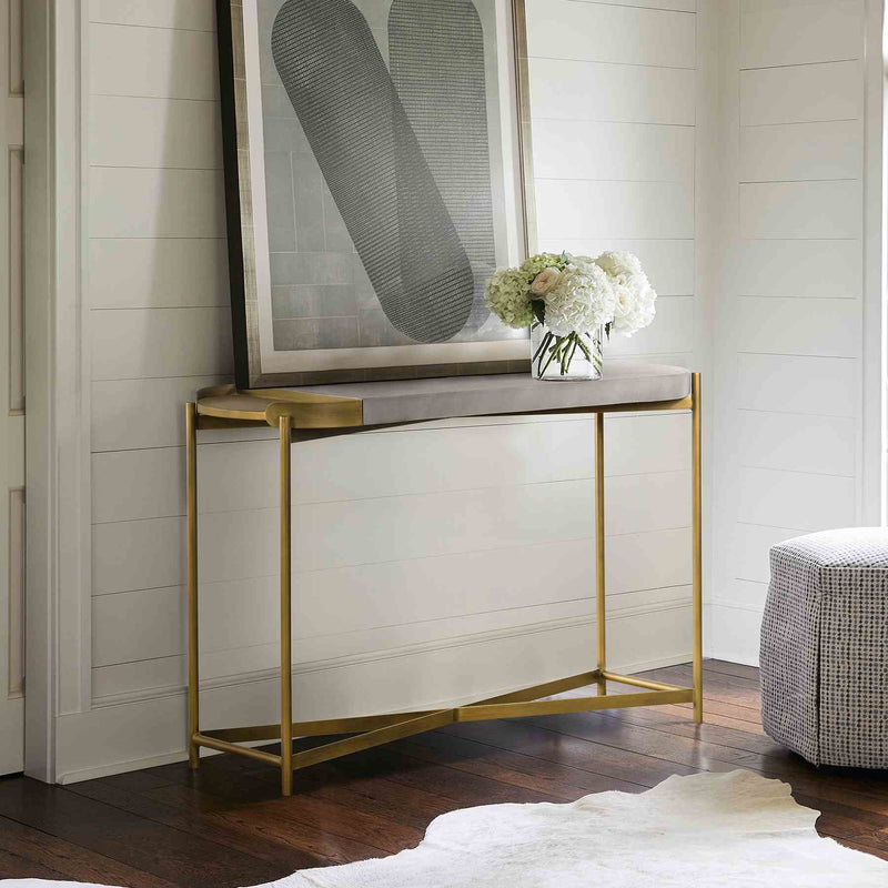 Dua Gray Concrete Console Table with Antique Brass - Furniture City (CA)l