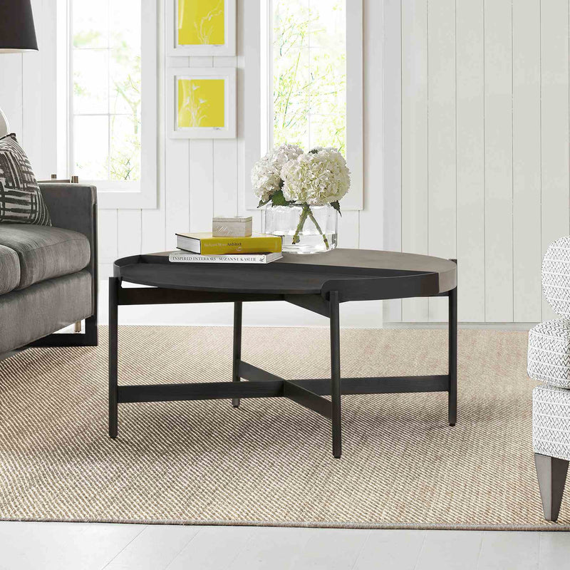 Dua Concrete and Metal Round Modern Coffee Table - Furniture City (CA)l