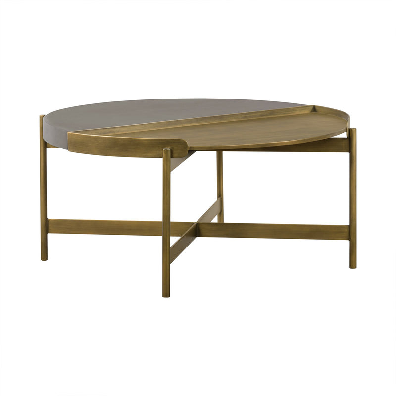 Dua Gray Concrete Coffee Table with Antique Brass - Furniture City (CA)l