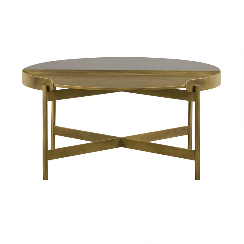 Dua Gray Concrete Coffee Table with Antique Brass - Furniture City (CA)l