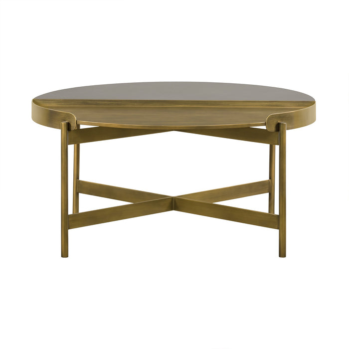 Dua Gray Concrete Coffee Table with Antique Brass