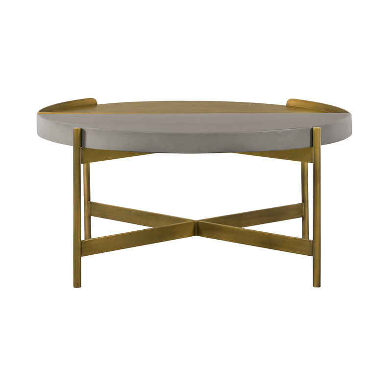 Dua Gray Concrete Coffee Table with Antique Brass - Furniture City (CA)l