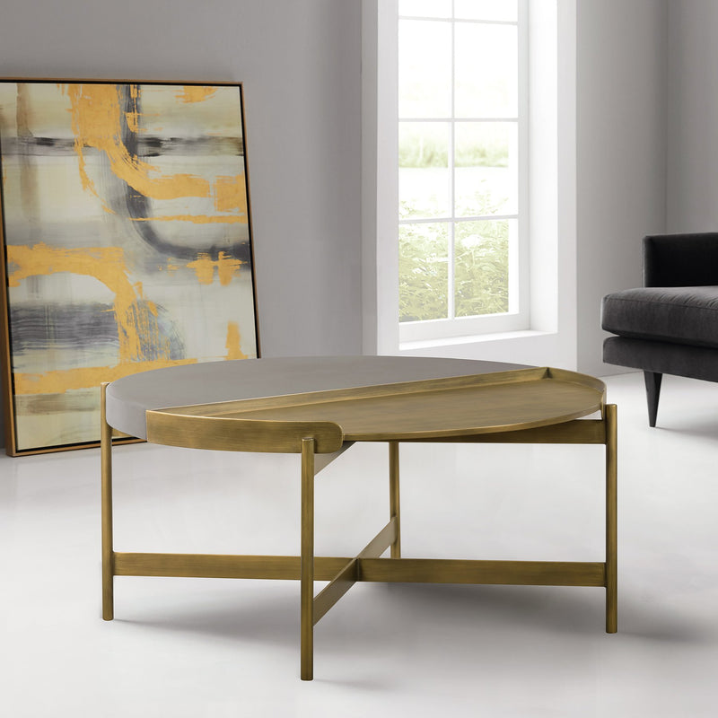 Dua Gray Concrete Coffee Table with Antique Brass - Furniture City (CA)l