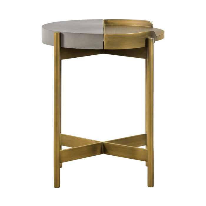 Dua Gray Concrete End Table with Antique Brass