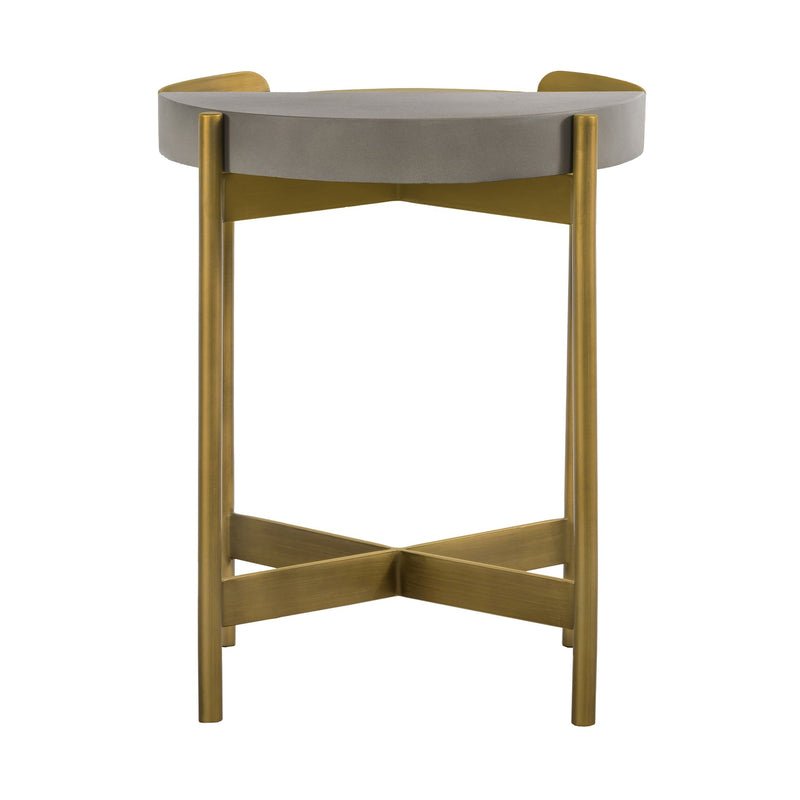 Dua Gray Concrete End Table with Antique Brass - Furniture City (CA)l