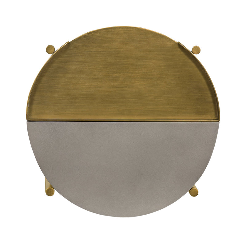 Dua Gray Concrete End Table with Antique Brass - Furniture City (CA)l