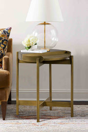 Dua Gray Concrete End Table with Antique Brass - Furniture City (CA)l